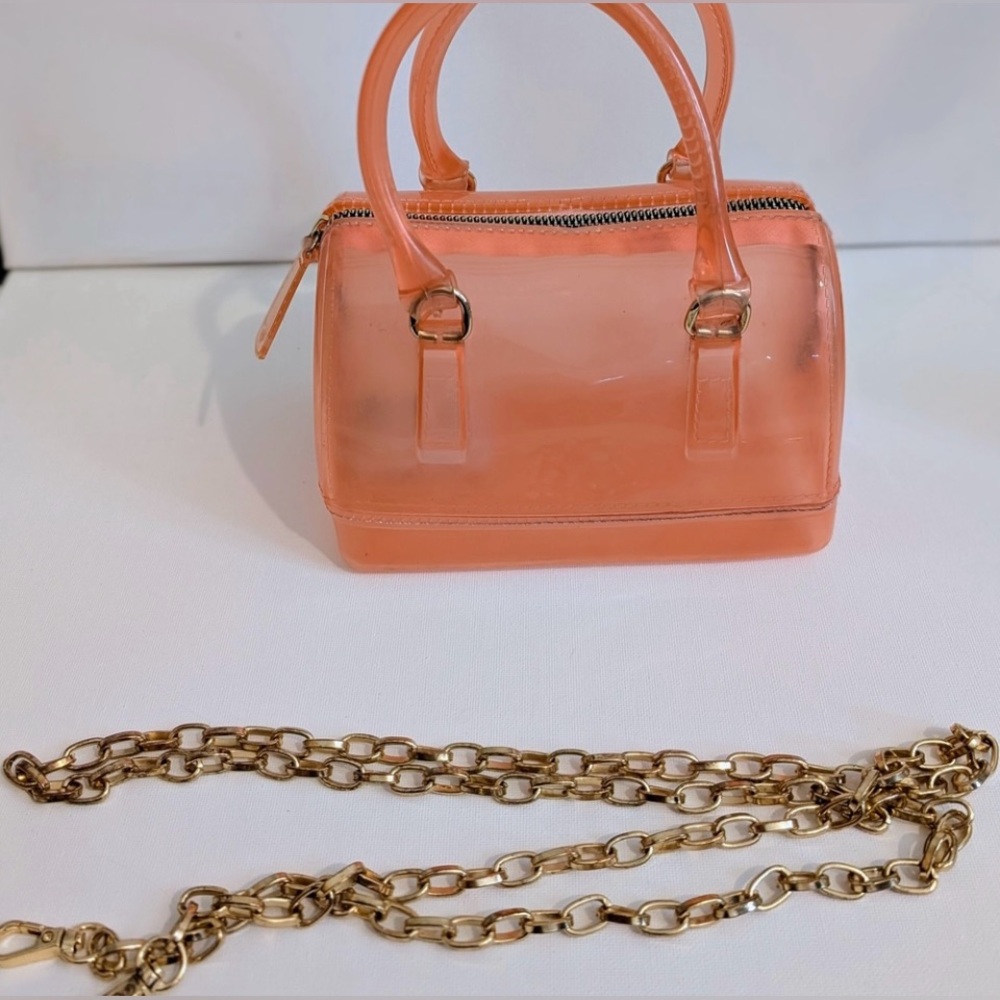Jelly Handbag with Gold Chain Peach - Picture 2 of 9